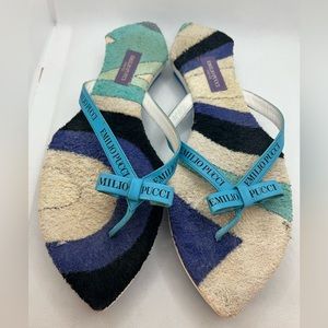 EMILLIO PUCCI Women’s Multi Color Thong Slippers Size 39 Authentic Pre Owned
